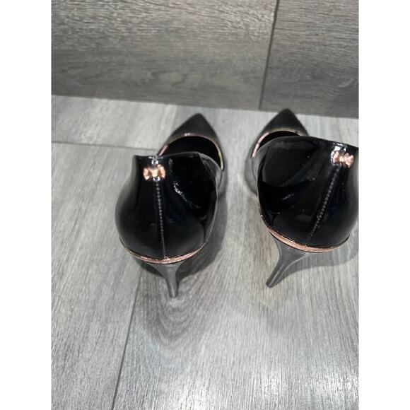 Ted Baker Patent Leather Pumps shoes Sz 38.5 black w/details S000111 - Picture 9 of 12